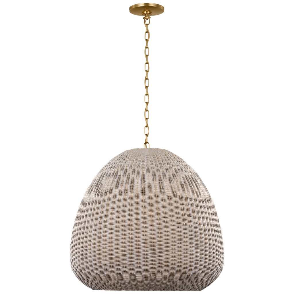 Kokomo 30" Domed Pendant | Antique-Burnished Brass | Ash Wicker Shade