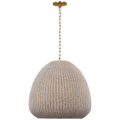 Kokomo 30" Domed Pendant | Antique-Burnished Brass | Ash Wicker Shade