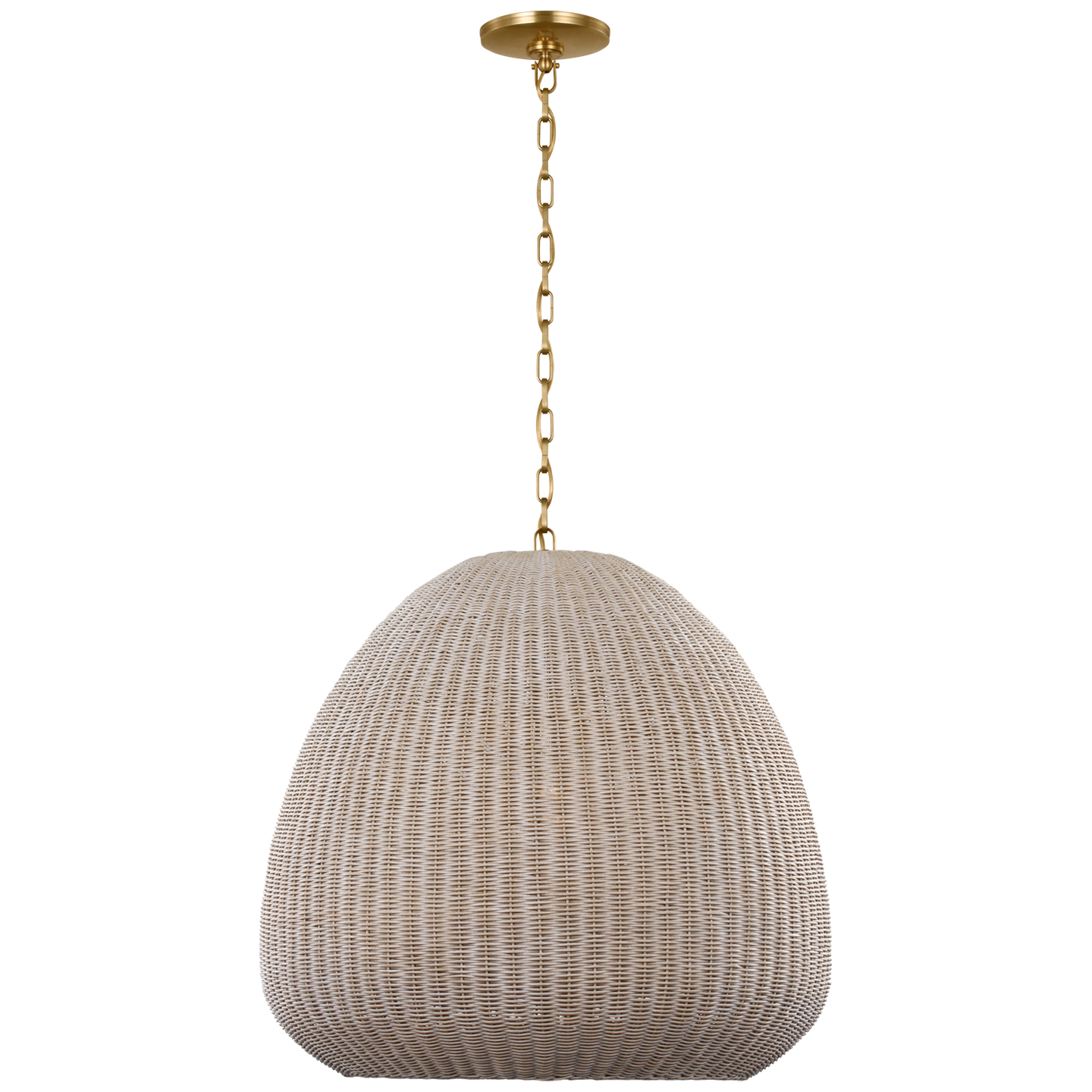 Kokomo 30" Domed Pendant | Antique-Burnished Brass | Ash Wicker Shade