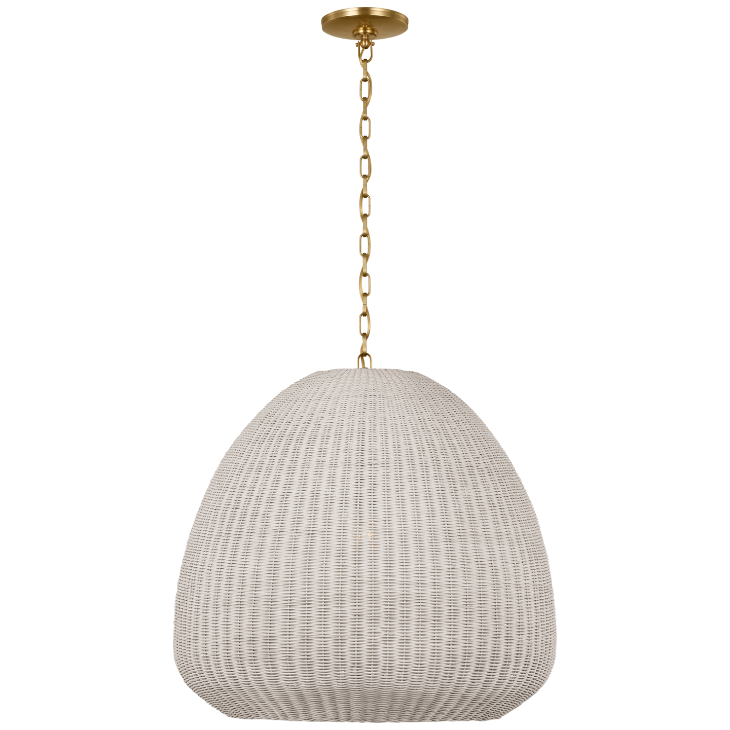 Kokomo 30" Domed Pendant | Antique-Burnished Brass | Chalk Wicker Shade
