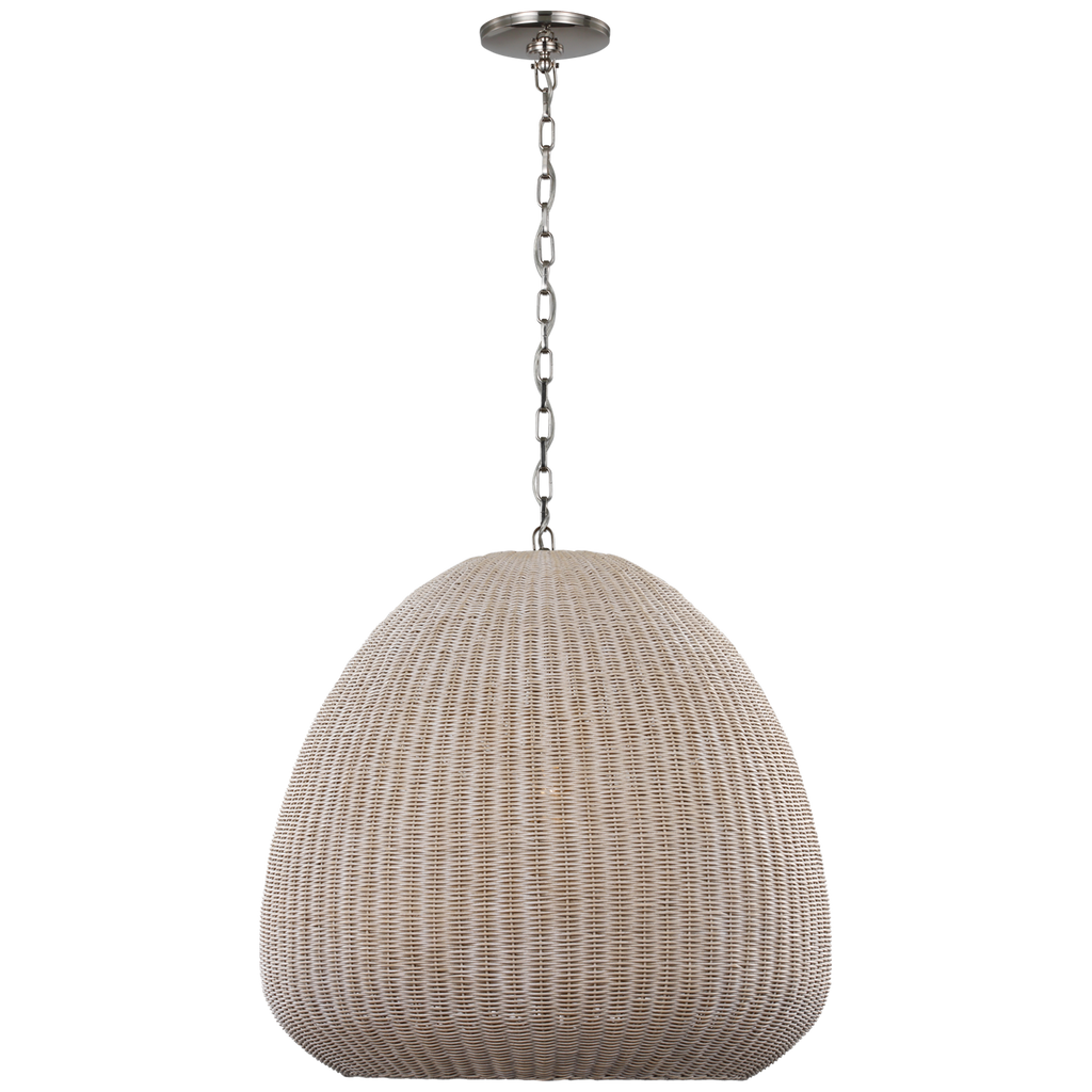 Kokomo 30" Domed Pendant | Polished Nickel | Ash Wicker Shade