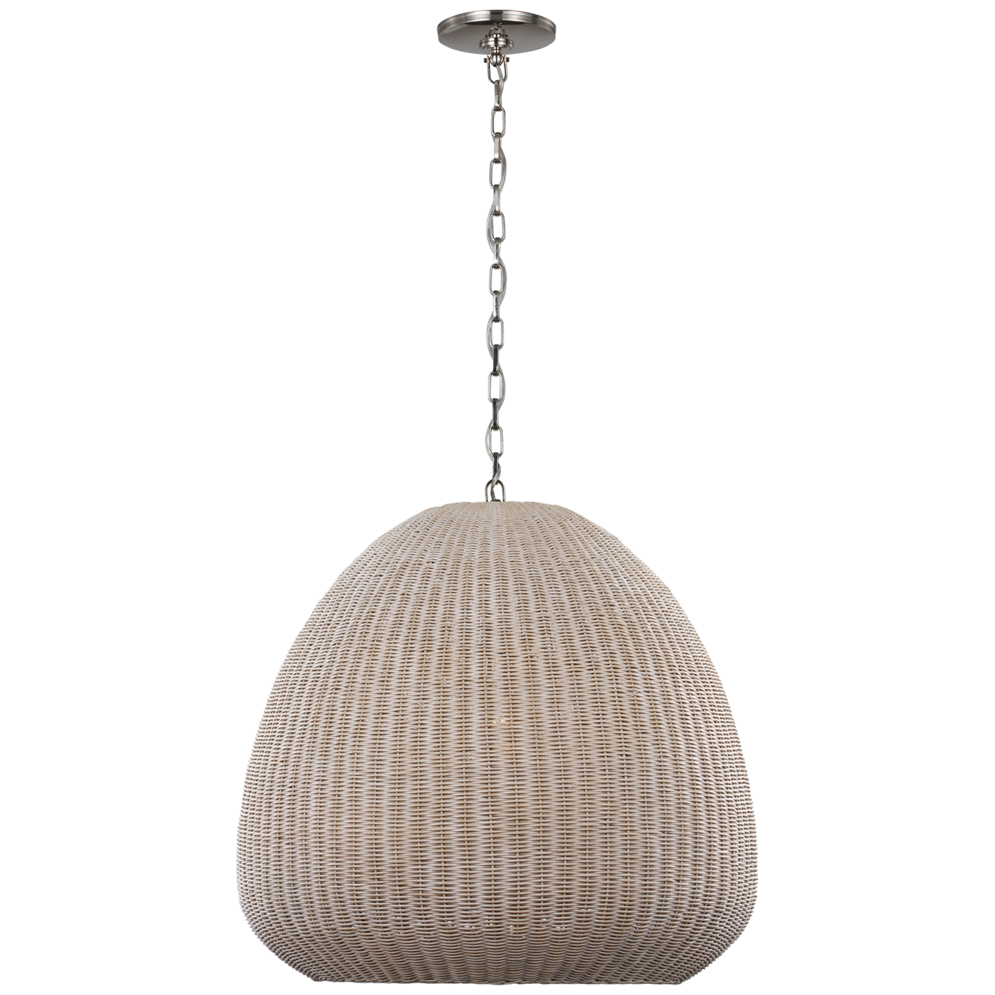 Kokomo 30" Domed Pendant | Polished Nickel | Ash Wicker Shade