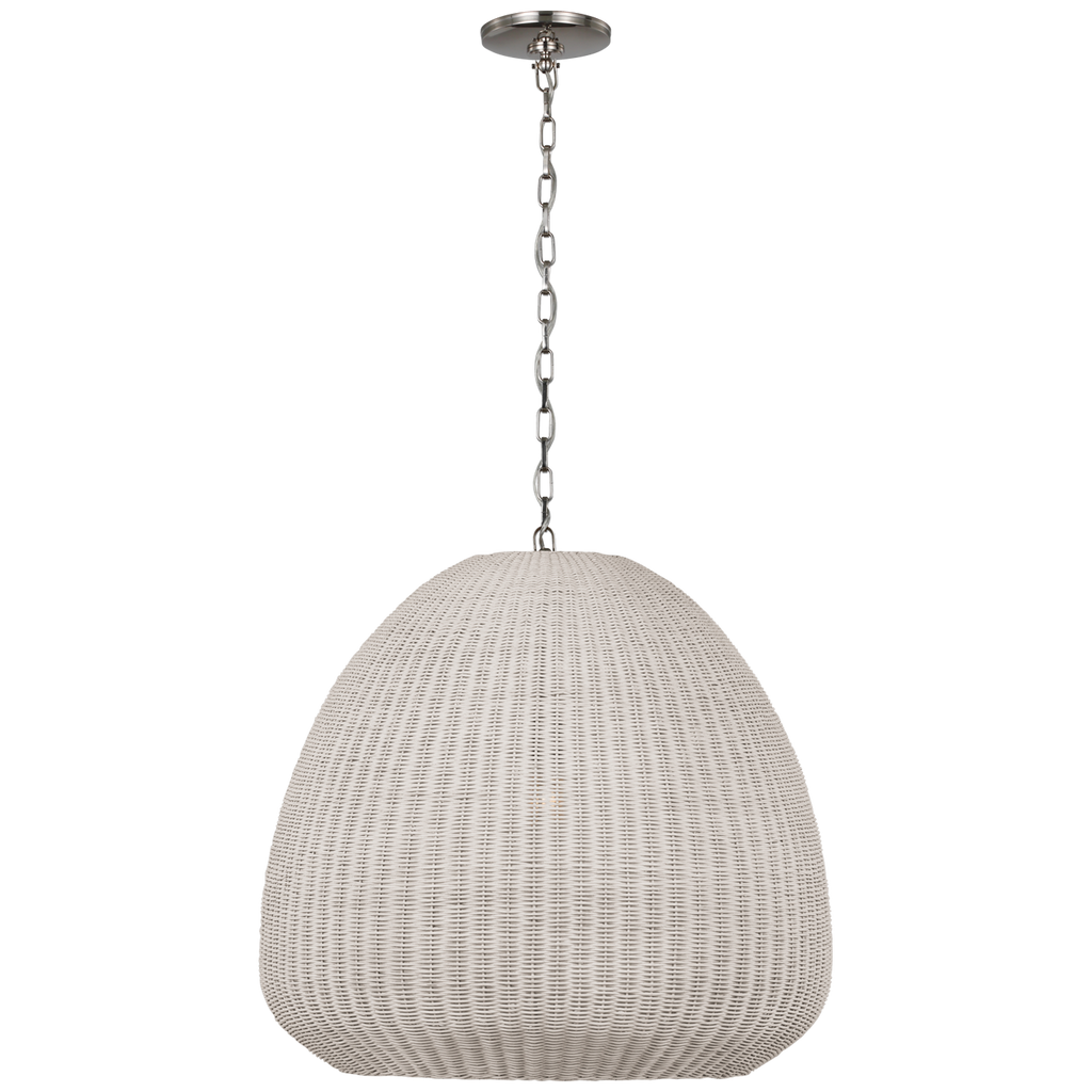 Kokomo 30" Domed Pendant | Polished Nickel | Chalk Wicker Shade