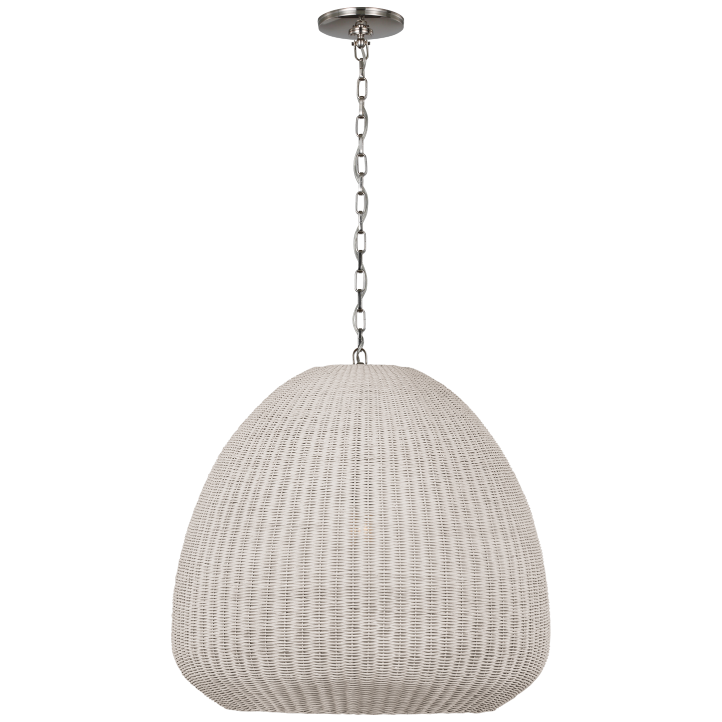 Kokomo 30" Domed Pendant | Polished Nickel | Chalk Wicker Shade