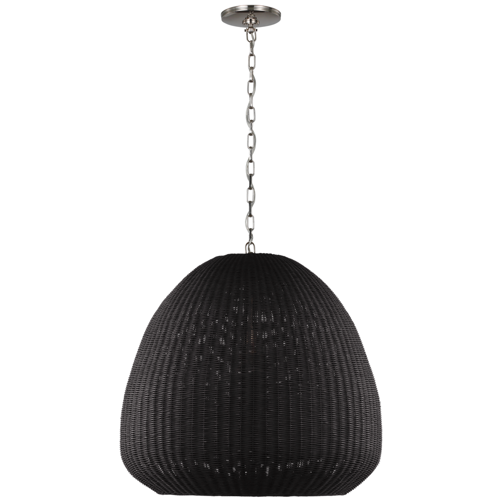Kokomo 30" Domed Pendant | Polished Nickel | Charcoal Wicker Shade