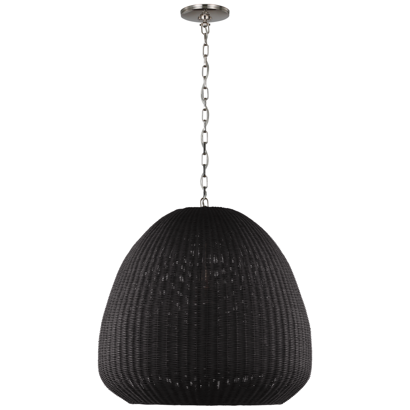Kokomo 30" Domed Pendant | Polished Nickel | Charcoal Wicker Shade