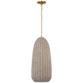 Kokomo 15" Elongated Pendant | Antique-Burnished Brass | Ash Wicker Shade