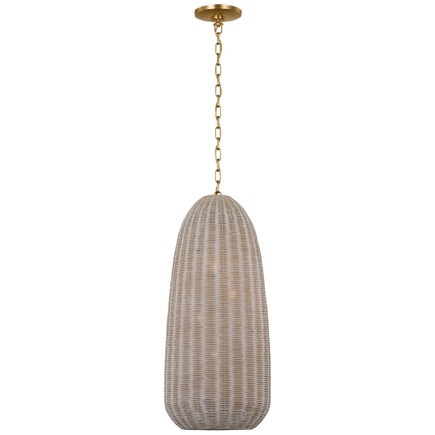 Kokomo 15" Elongated Pendant | Antique-Burnished Brass | Ash Wicker Shade