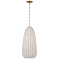 Kokomo 15" Elongated Pendant | Antique-Burnished Brass | Chalk Wicker Shade