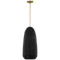 Kokomo 15" Elongated Pendant | Antique-Burnished Brass | Charcoal Wicker Shade