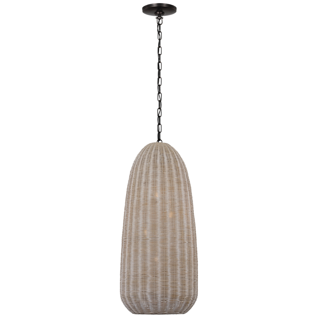 Kokomo 15" Elongated Pendant | Bronze | Ash Wicker Shade
