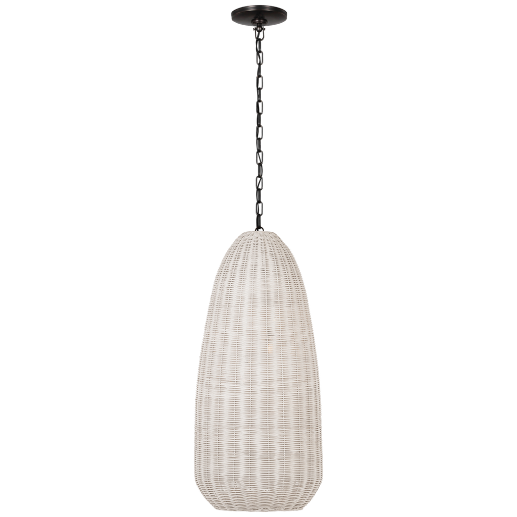 Kokomo 15" Elongated Pendant | Bronze | Chalk Wicker Shade