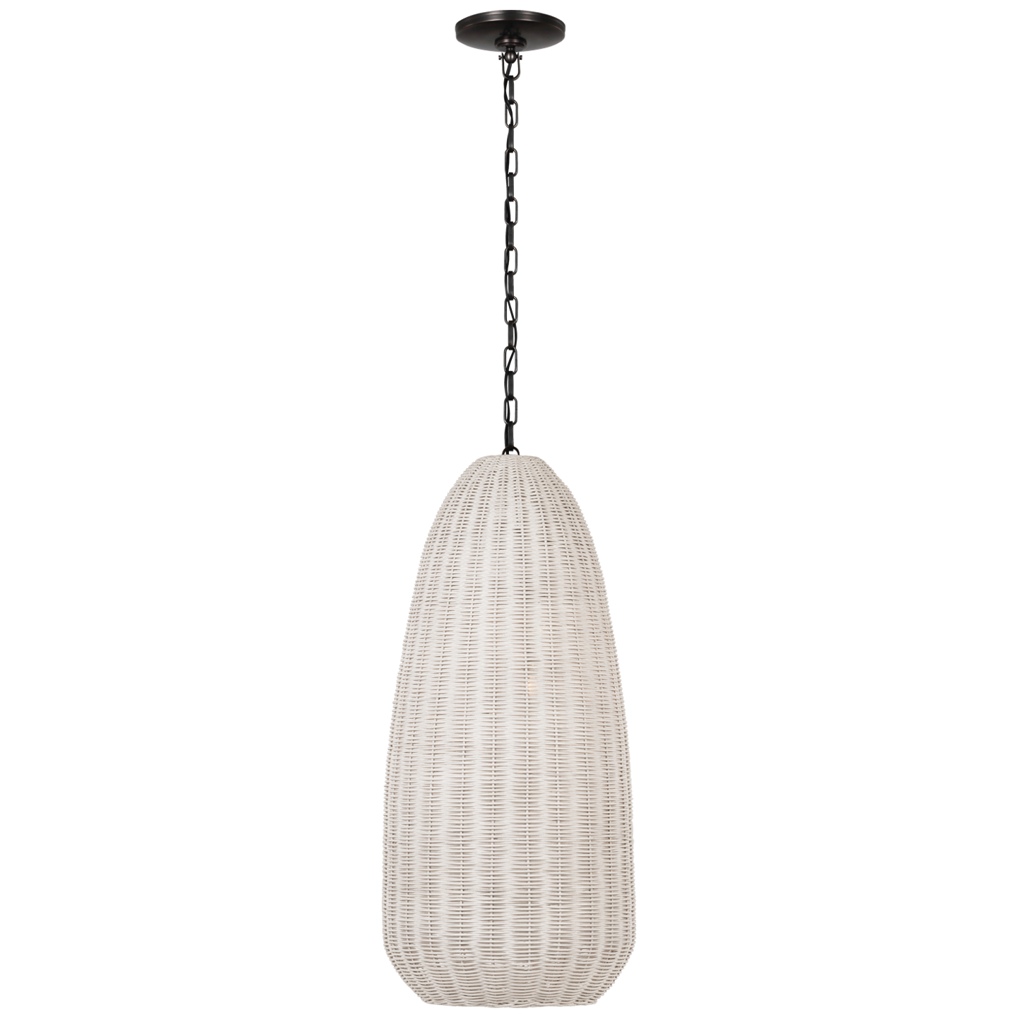 Kokomo 15" Elongated Pendant | Bronze | Chalk Wicker Shade
