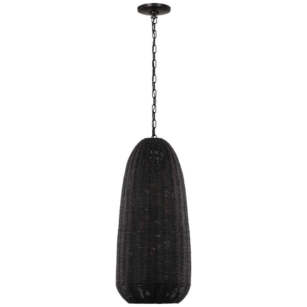 Kokomo 15" Elongated Pendant | Bronze | Charcoal Wicker Shade