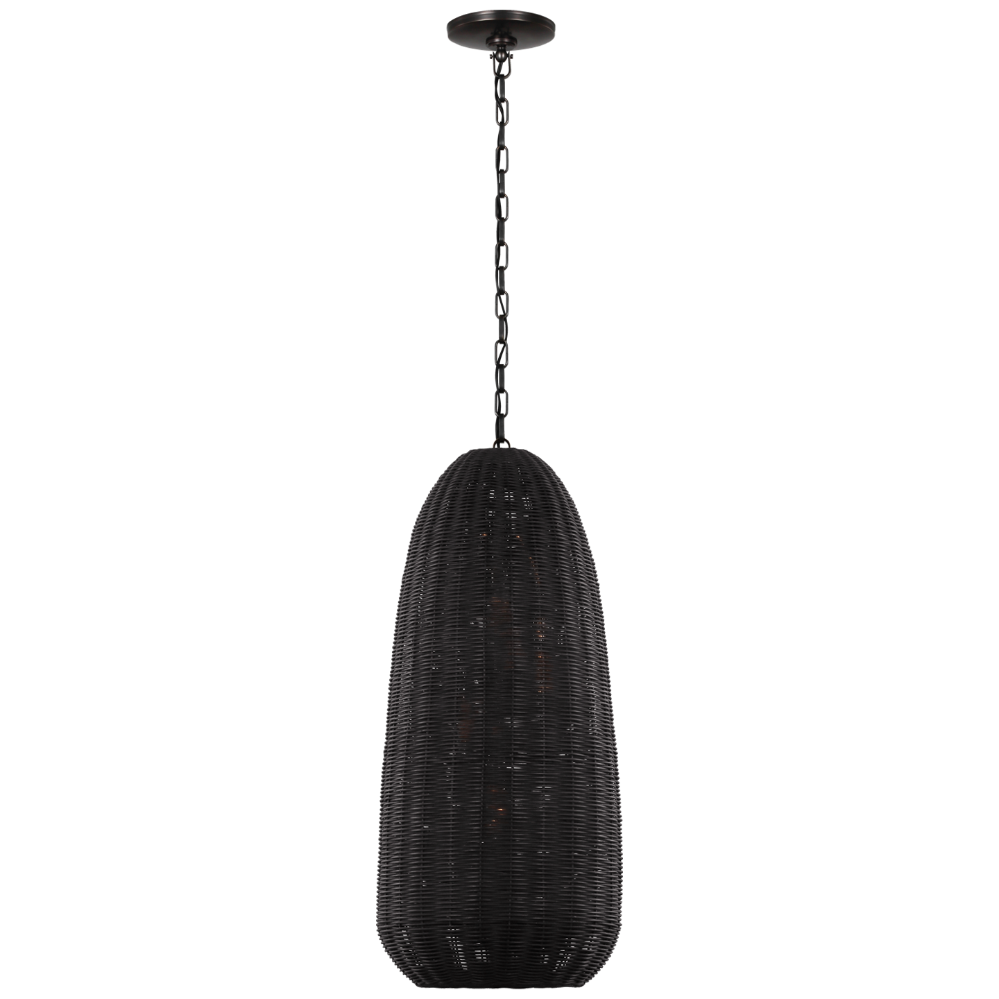 Kokomo 15" Elongated Pendant | Bronze | Charcoal Wicker Shade