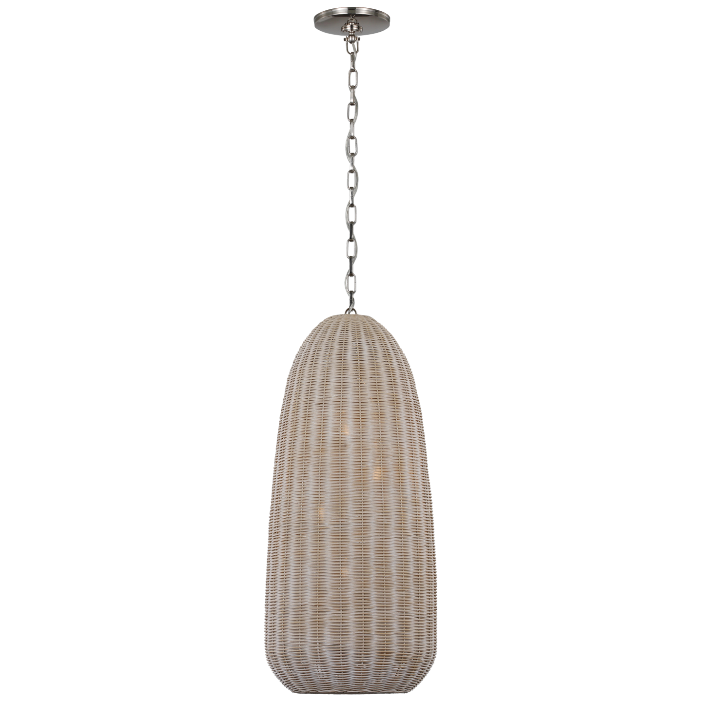 Kokomo 15" Elongated Pendant | Polished Nickel | Ash Wicker Shade