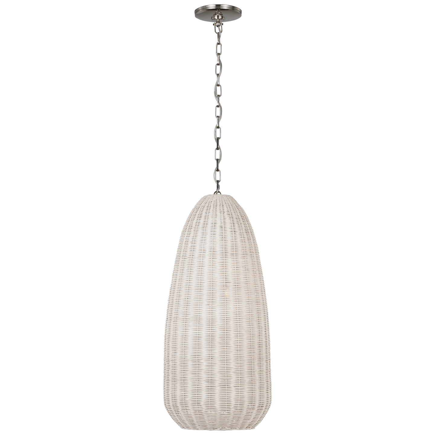 Kokomo 15" Elongated Pendant | Polished Nickel | Chalk Wicker Shade
