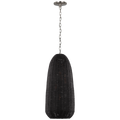 Kokomo 15" Elongated Pendant | Polished Nickel | Charcoal Wicker Shade
