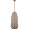 Kokomo 20" Elongated Pendant | Antique-Burnished Brass | Ash Wicker Shade