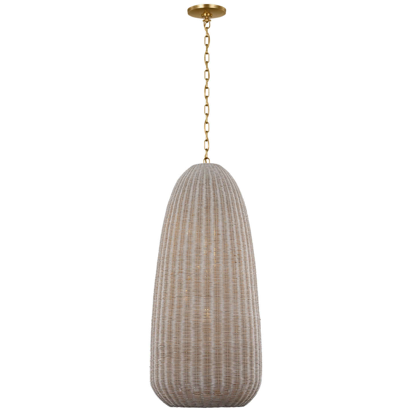 Kokomo 20" Elongated Pendant | Antique-Burnished Brass | Ash Wicker Shade