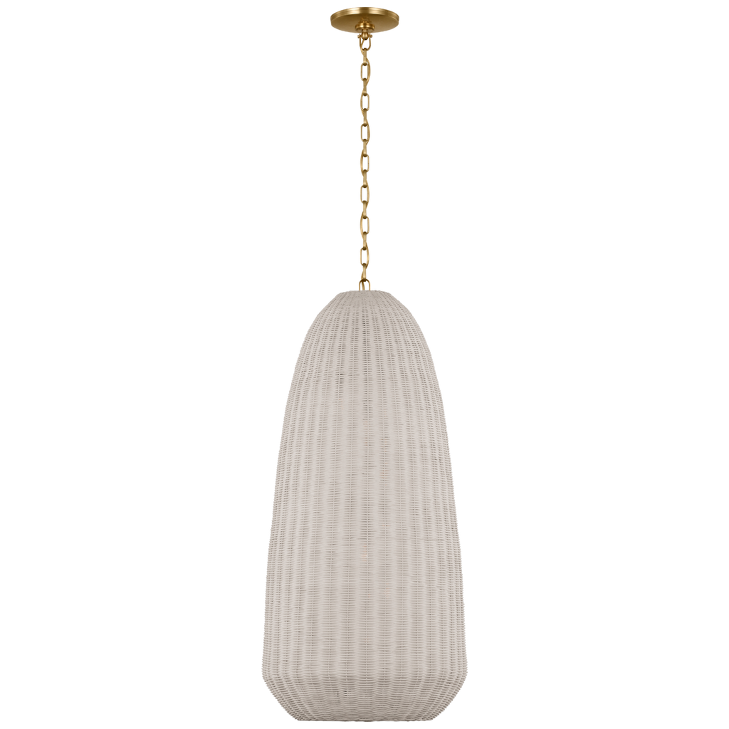 Kokomo 20" Elongated Pendant | Antique-Burnished Brass | Chalk Wicker Shade
