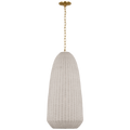 Kokomo 20" Elongated Pendant | Antique-Burnished Brass | Chalk Wicker Shade