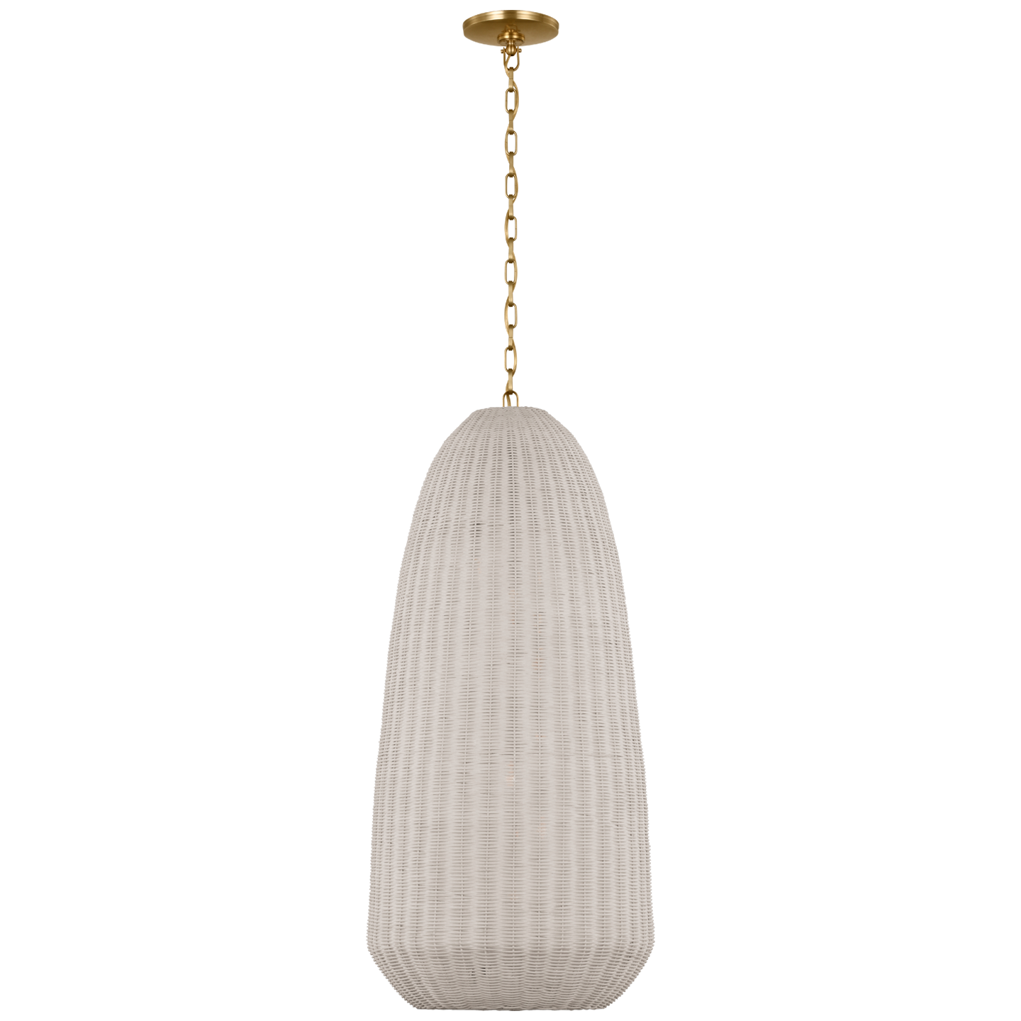 Kokomo 20" Elongated Pendant | Antique-Burnished Brass | Chalk Wicker Shade
