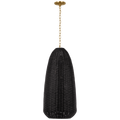 Kokomo 20" Elongated Pendant | Antique-Burnished Brass | Charcoal Wicker Shade