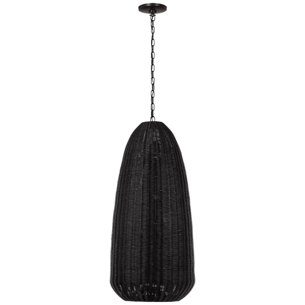 Kokomo 20" Elongated Pendant | Bronze | Charcoal Wicker Shade