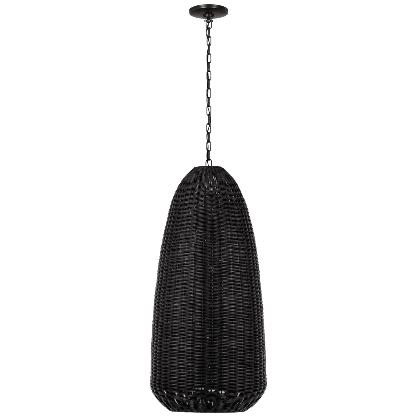Kokomo 20" Elongated Pendant | Bronze | Charcoal Wicker Shade