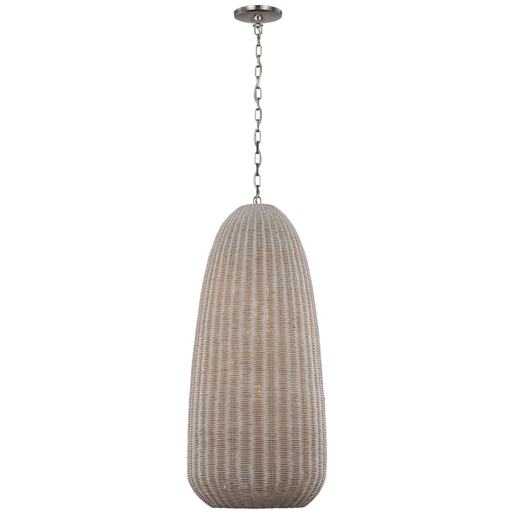 Kokomo 20" Elongated Pendant | Polished Nickel | Ash Wicker Shade