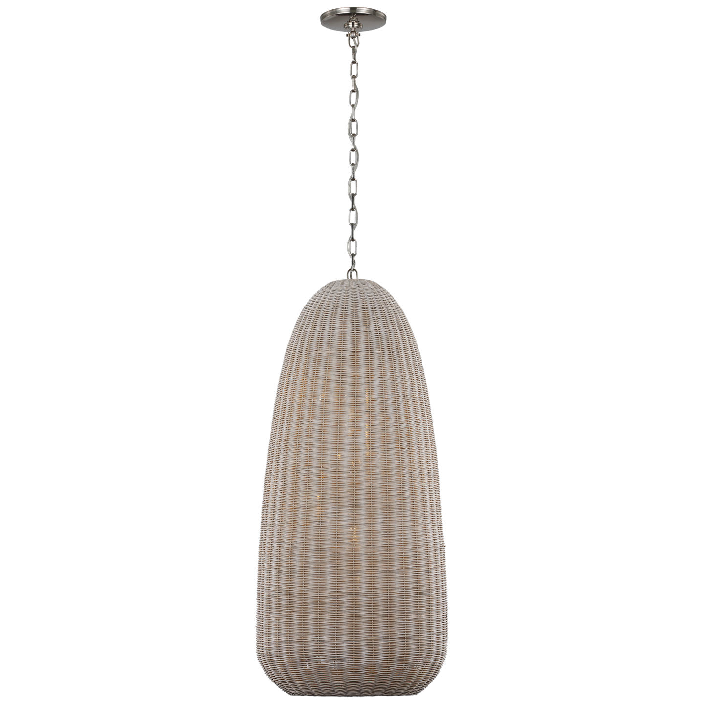 Kokomo 20" Elongated Pendant | Polished Nickel | Ash Wicker Shade