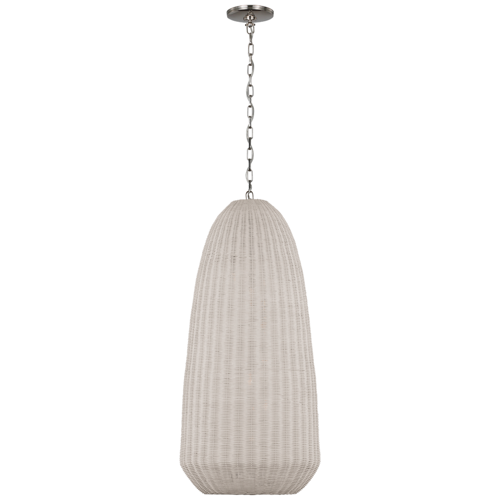 Kokomo 20" Elongated Pendant | Polished Nickel | Chalk Wicker Shade