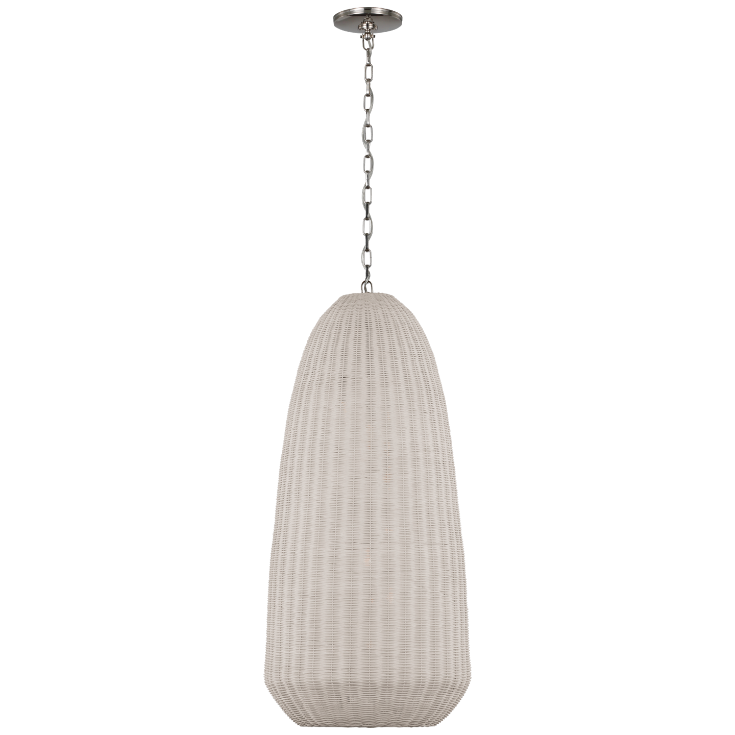 Kokomo 20" Elongated Pendant | Polished Nickel | Chalk Wicker Shade