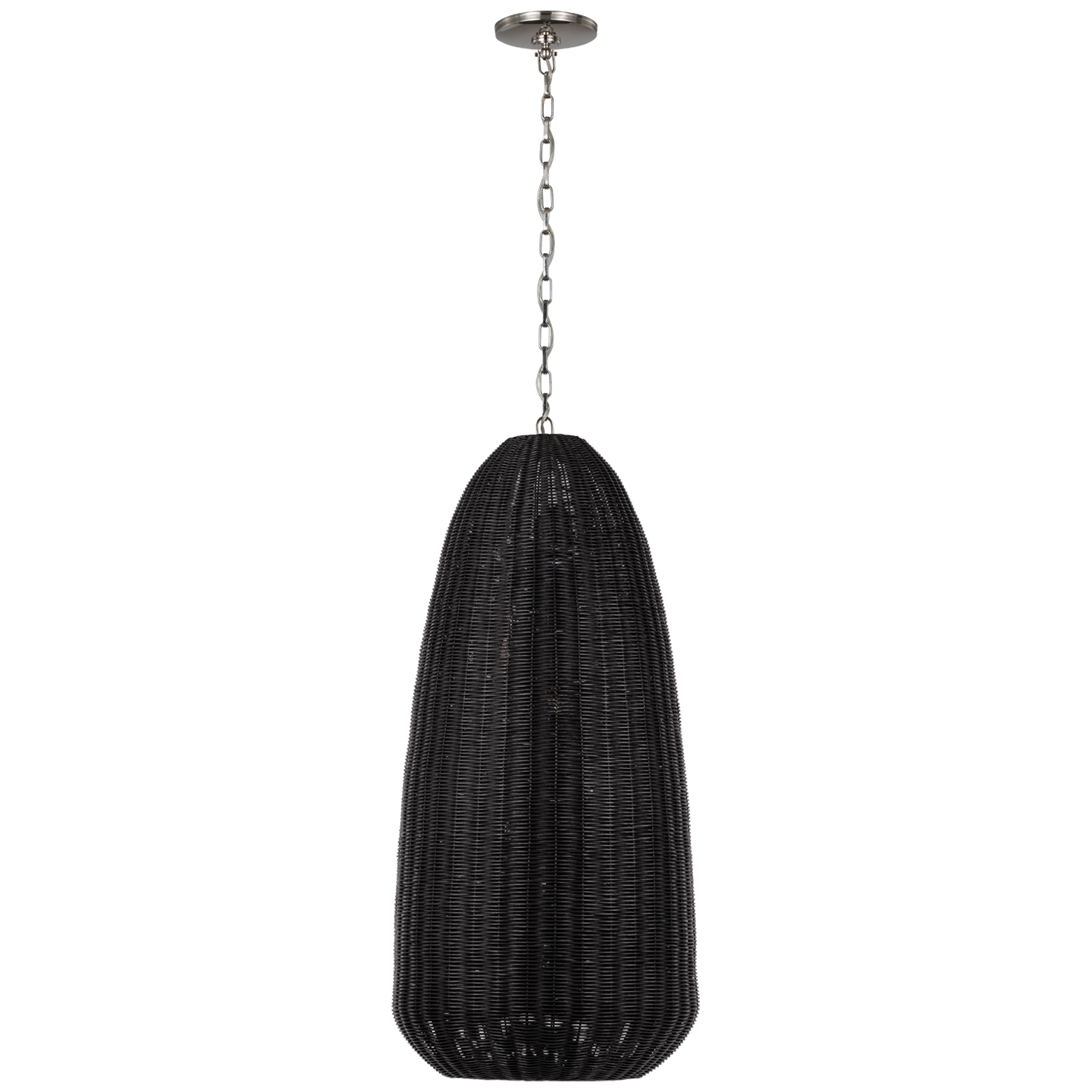 Kokomo 20" Elongated Pendant | Polished Nickel | Charcoal Wicker Shade