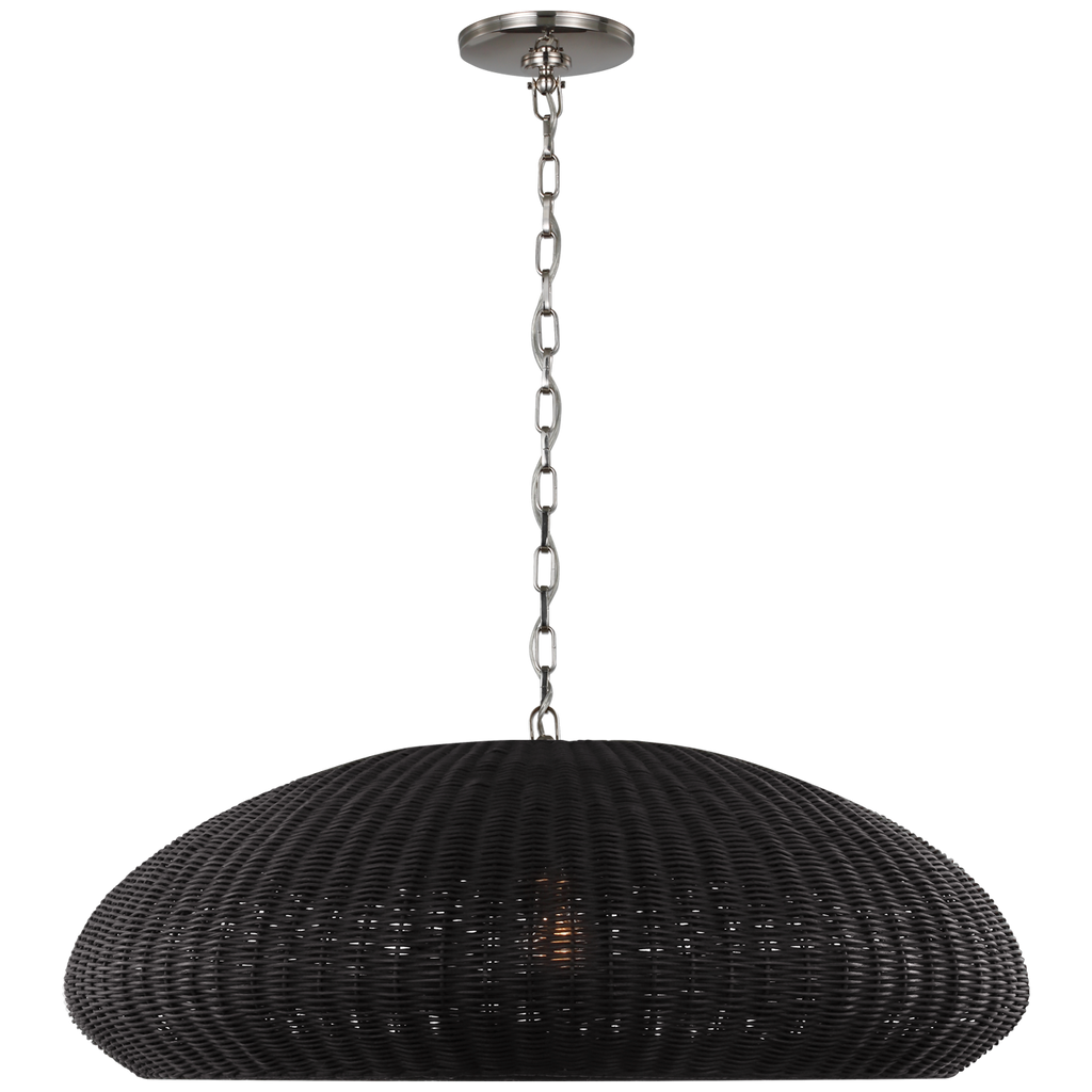 Kokomo 32" Wide Pendant | Polished Nickel | Charcoal Wicker Shade