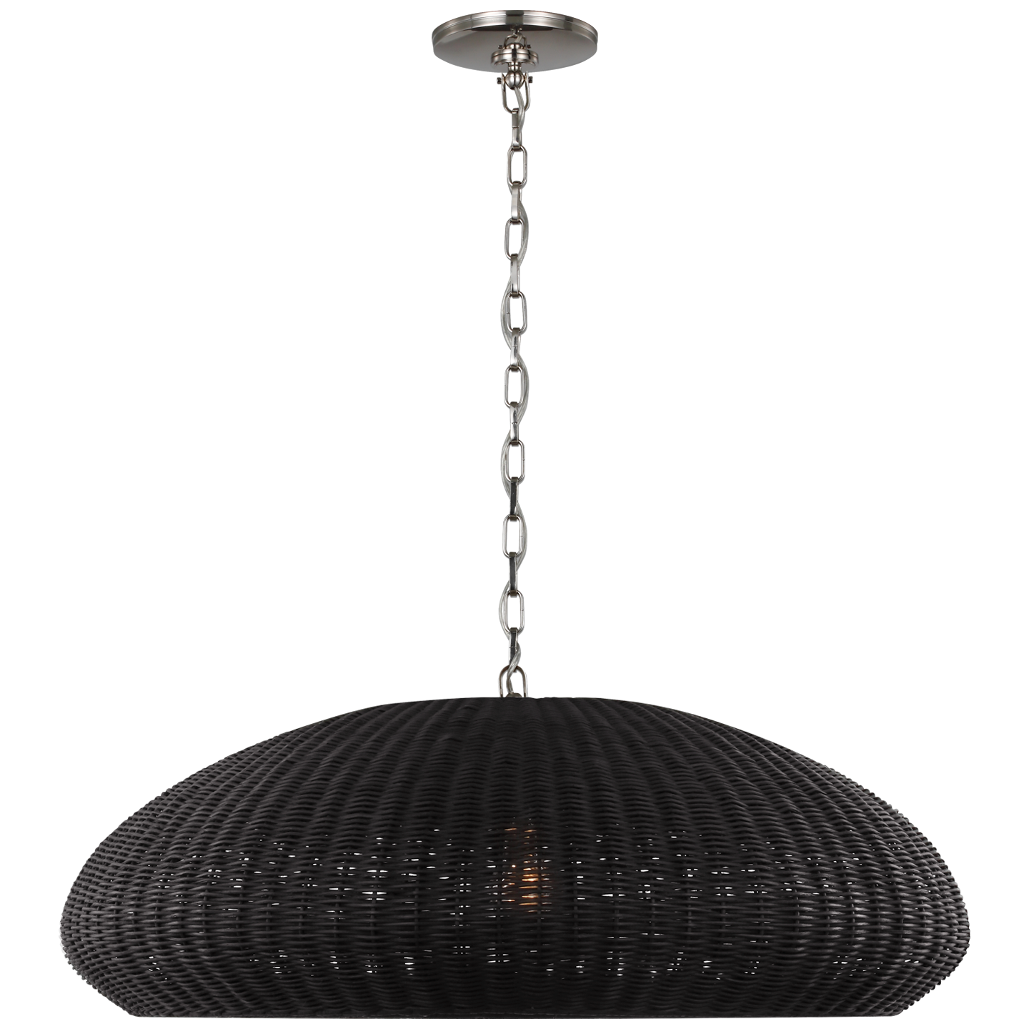 Kokomo 32" Wide Pendant | Polished Nickel | Charcoal Wicker Shade