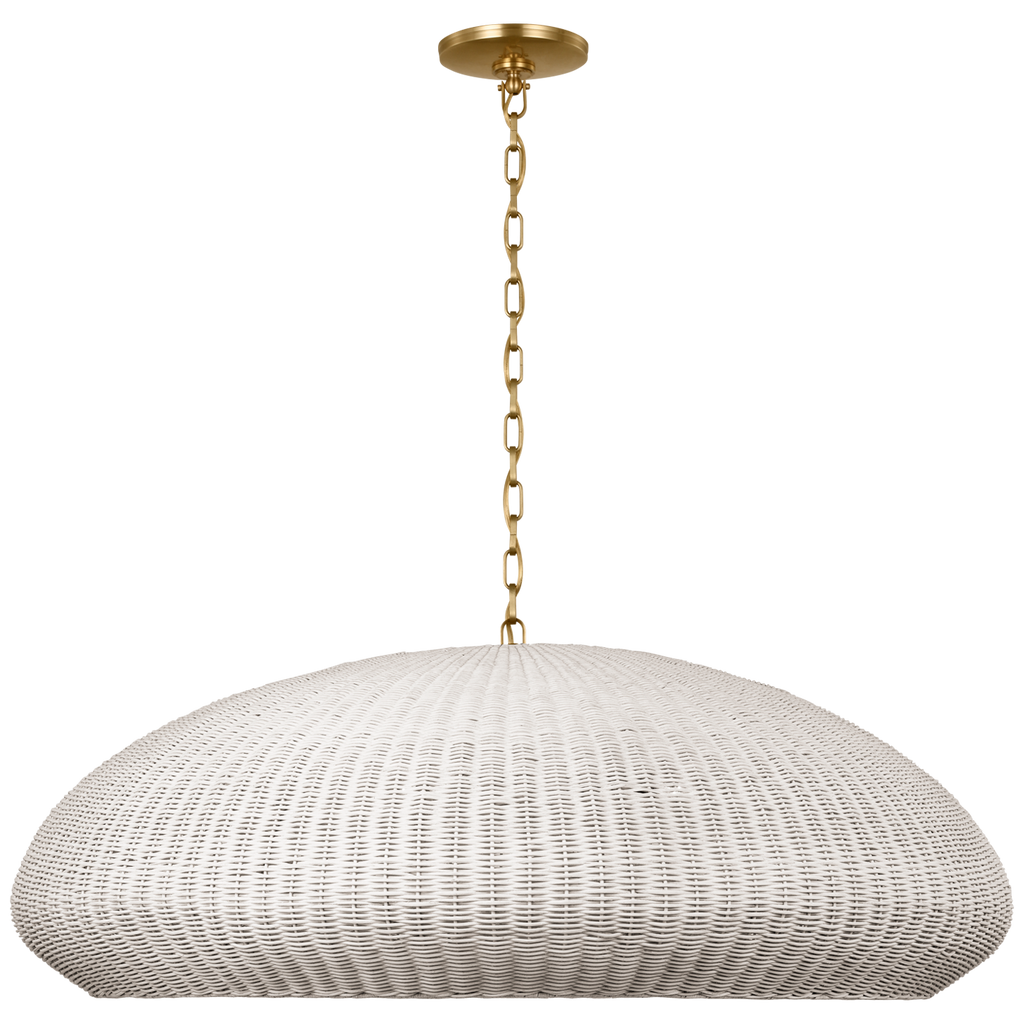 Kokomo 44" Wide Pendant | Antique-Burnished Brass | Chalk Wicker Shade