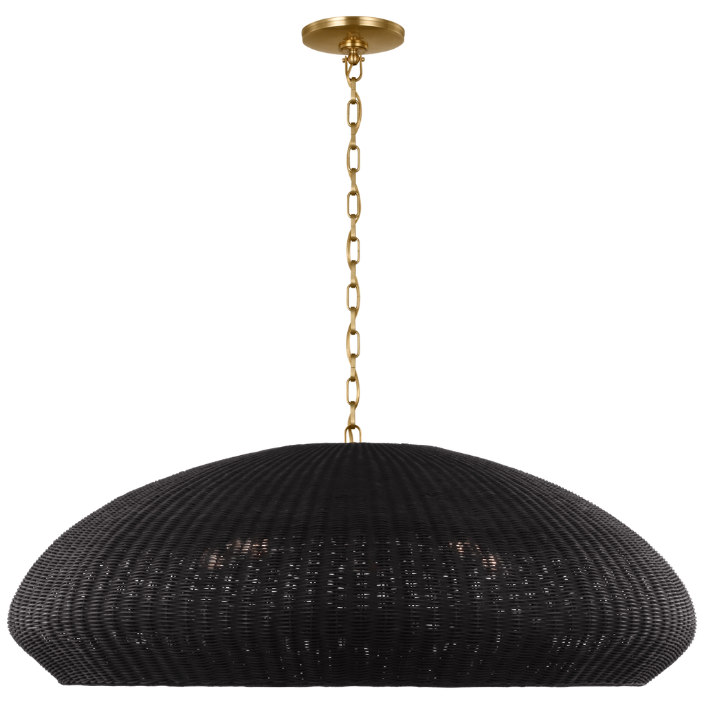 Kokomo 44" Wide Pendant | Antique-Burnished Brass | Charcoal Wicker Shade