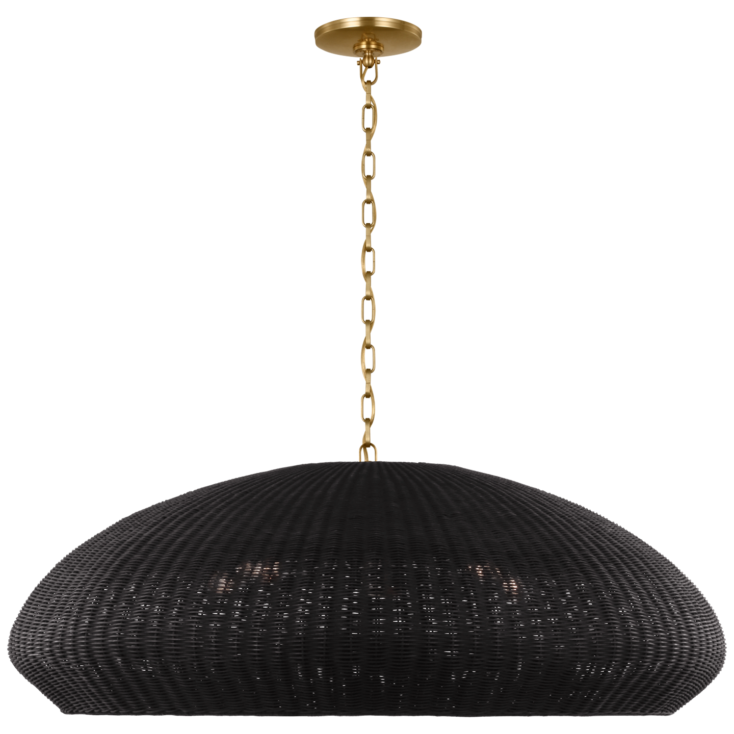 Kokomo 44" Wide Pendant | Antique-Burnished Brass | Charcoal Wicker Shade