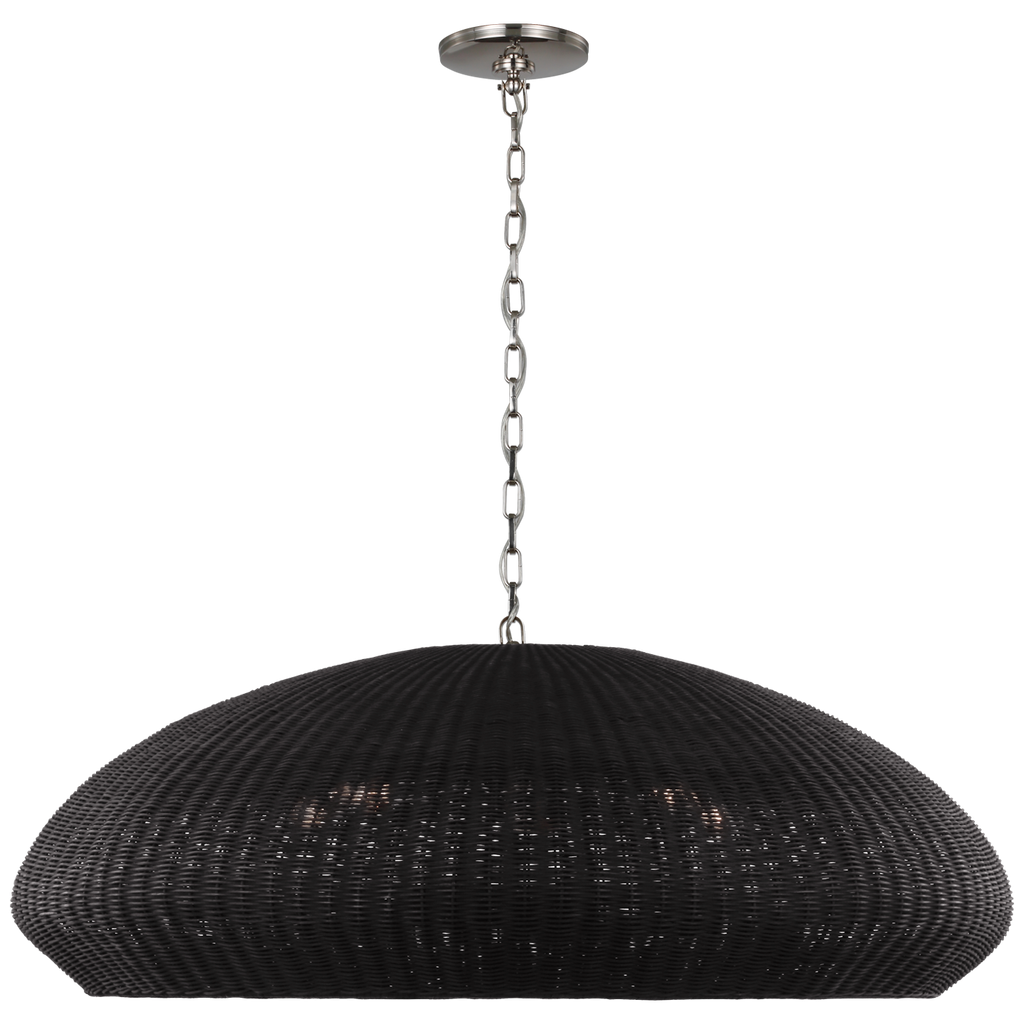 Kokomo 44" Wide Pendant | Polished Nickel | Charcoal Wicker Shade