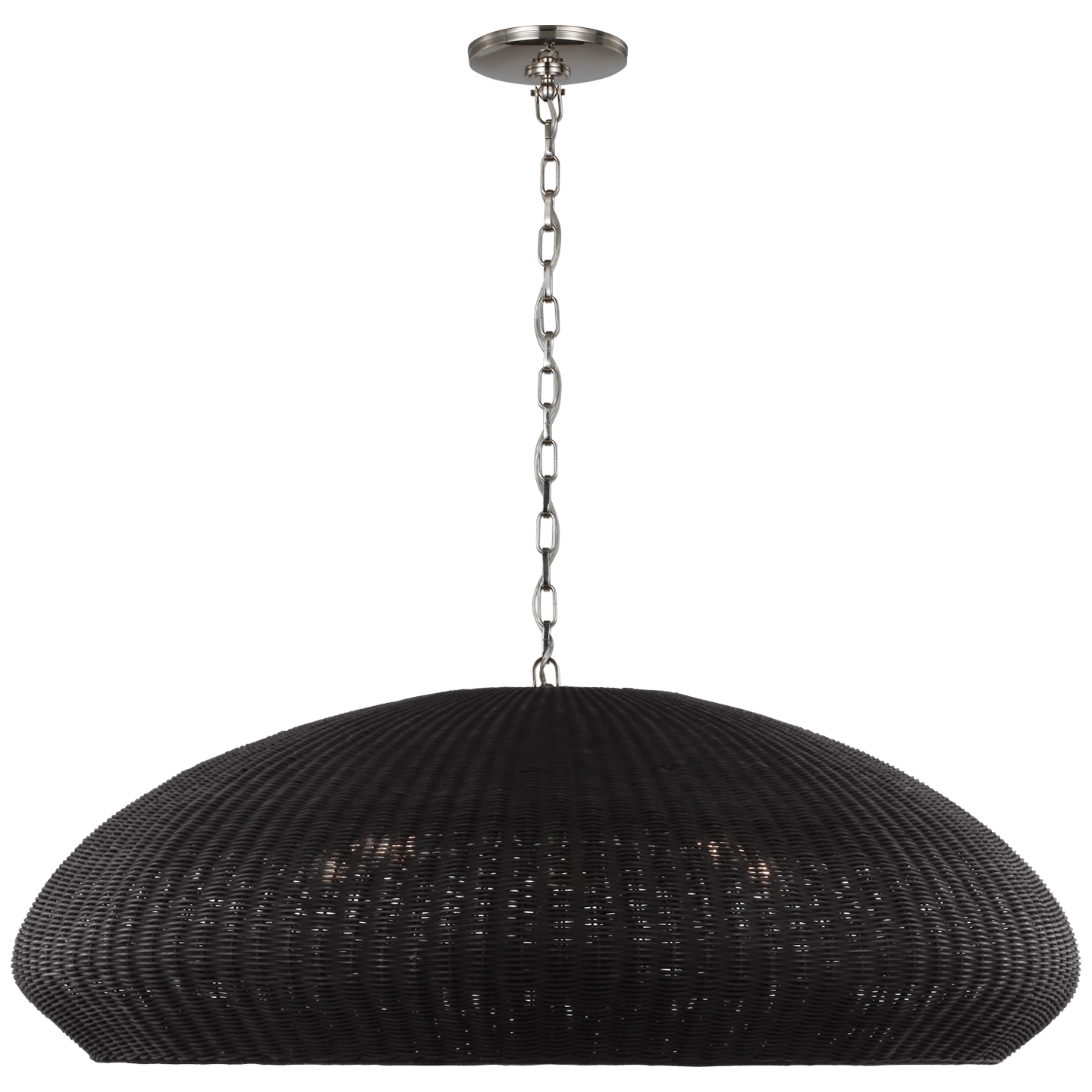 Kokomo 44" Wide Pendant | Polished Nickel | Charcoal Wicker Shade