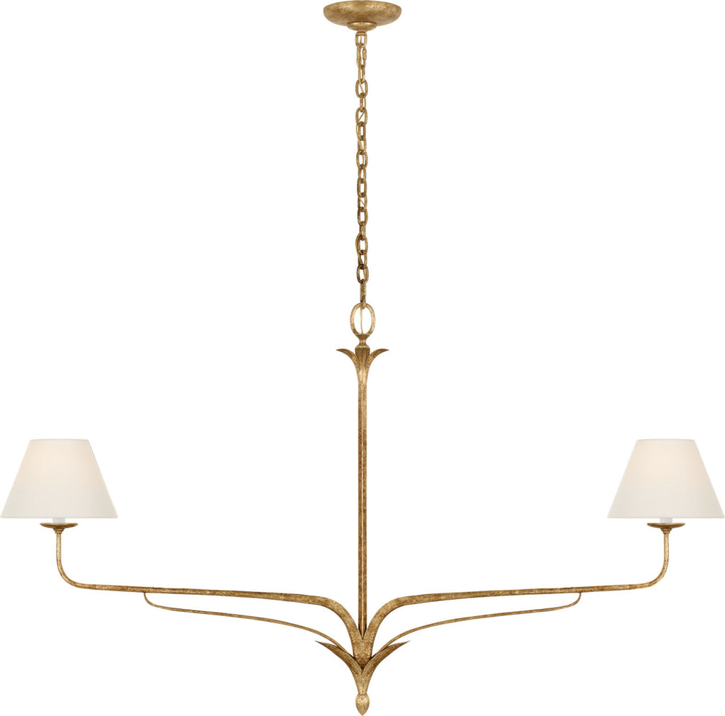 Amalfi 57" Linear Chandelier | Milano Gold | Linen Shades