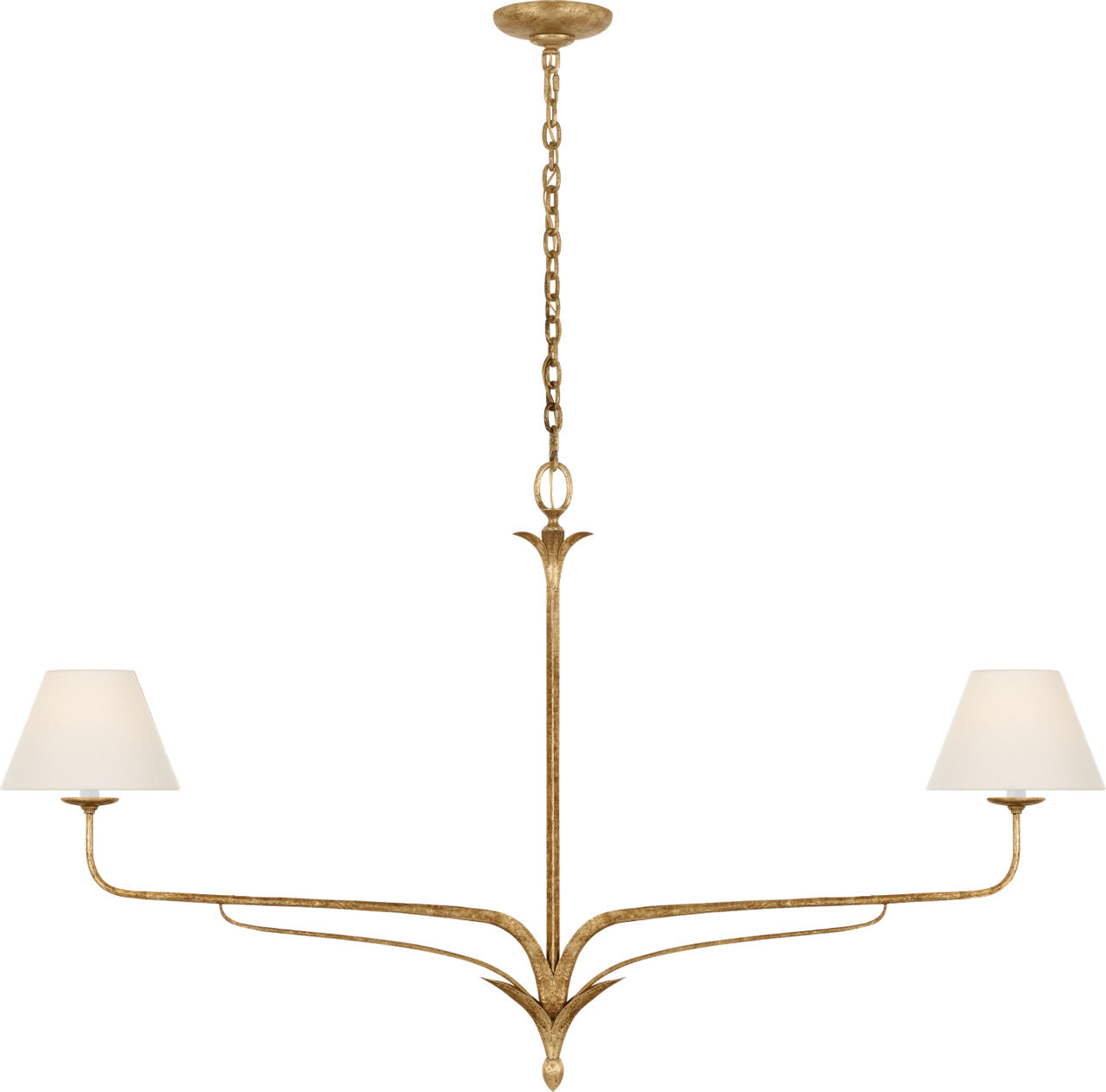 Amalfi 57" Linear Chandelier | Milano Gold | Linen Shades