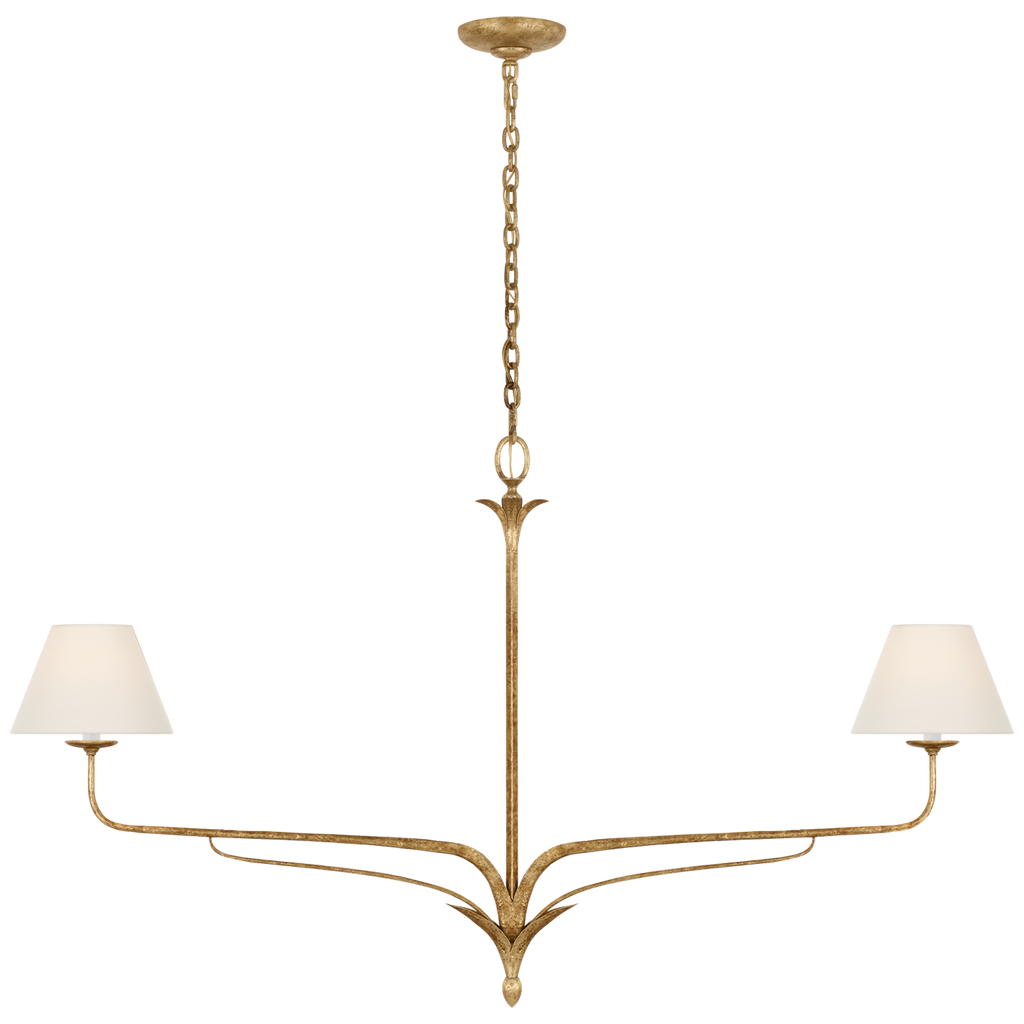 Amalfi 57" Linear Chandelier | Milano Gold | Linen Shades