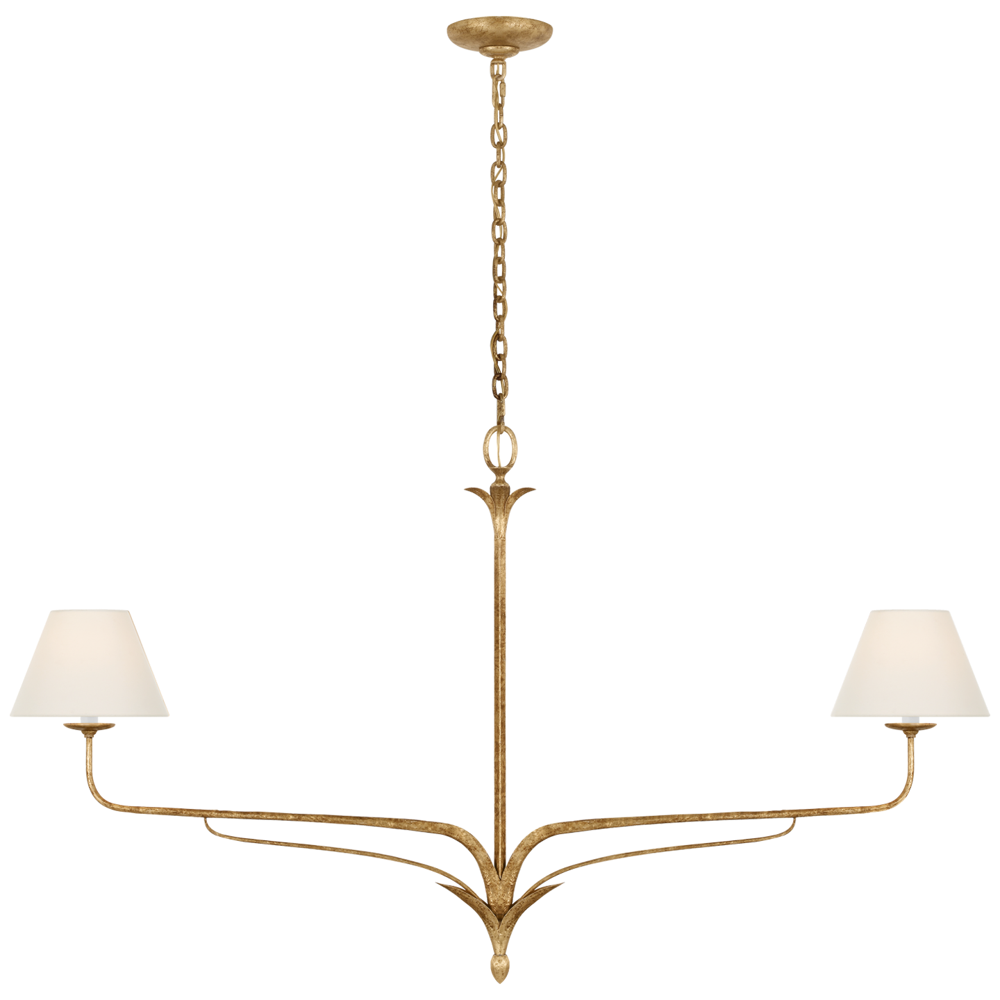 Amalfi 57" Linear Chandelier | Milano Gold | Linen Shades