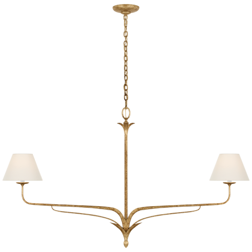 Amalfi 57" Linear Chandelier | Milano Gold | Linen Shades