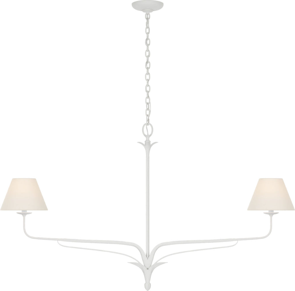 Amalfi 57" Linear Chandelier | Plaster White | Linen Shades
