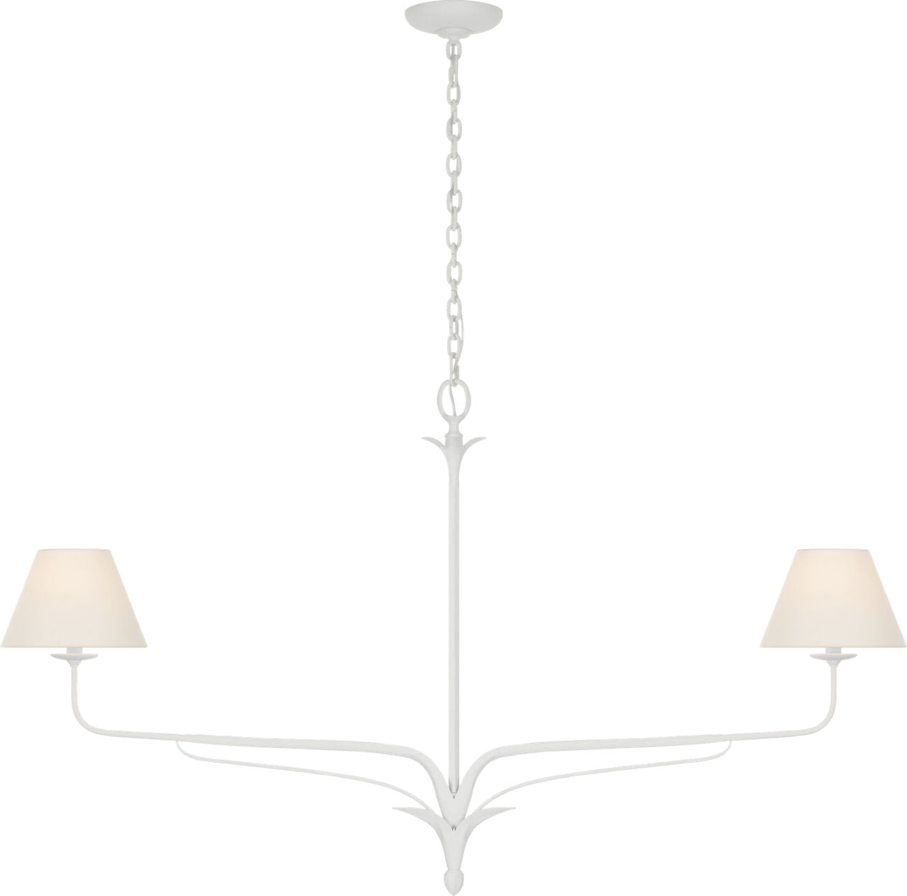 Amalfi 57" Linear Chandelier | Plaster White | Linen Shades