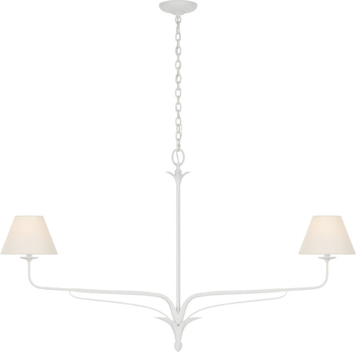 Amalfi 57" Linear Chandelier | Plaster White | Linen Shades